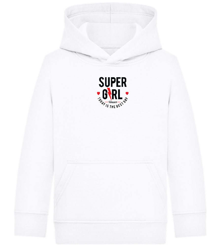 Super Girl Forever Design - Comfort Kids Hoodie_WHITE_front