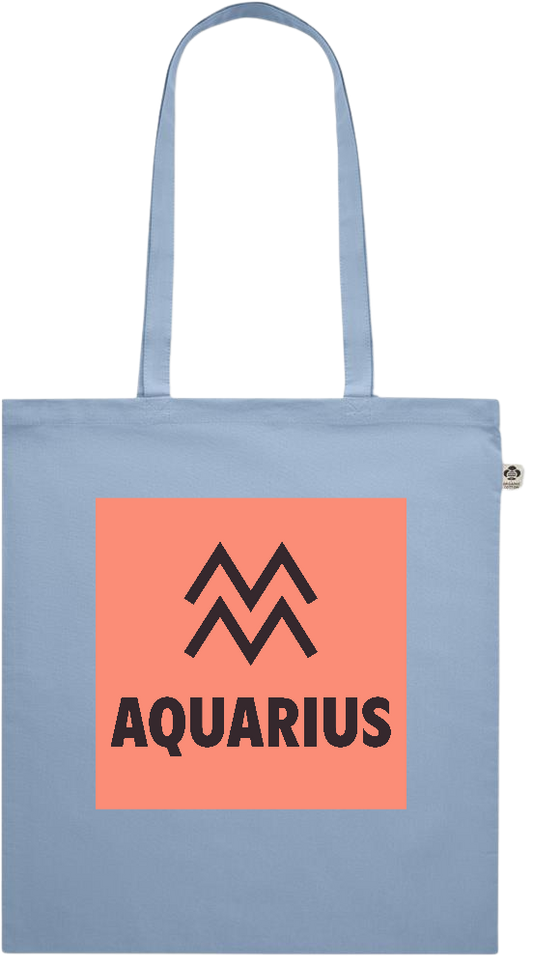 Zodiac Aquarius Design - Premium colored organic cotton shopping bag_BABY BLUE_front