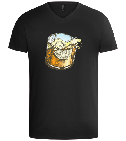 Whiskey Glass Design - Basic men's v-neck t-shirt_DEEP BLACK_front