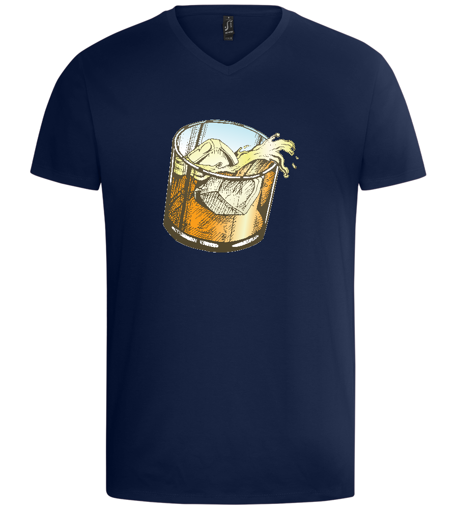 Whiskey Glass Design - Basic men's v-neck t-shirt_MARINE_front