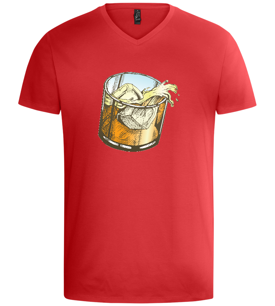 Whiskey Glass Design - Basic men's v-neck t-shirt_RED_front