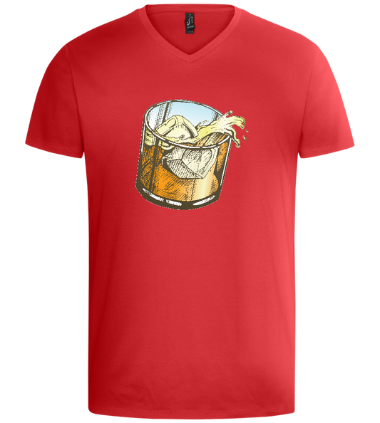 Whiskey Glass Design - Basic men's v-neck t-shirt_RED_front