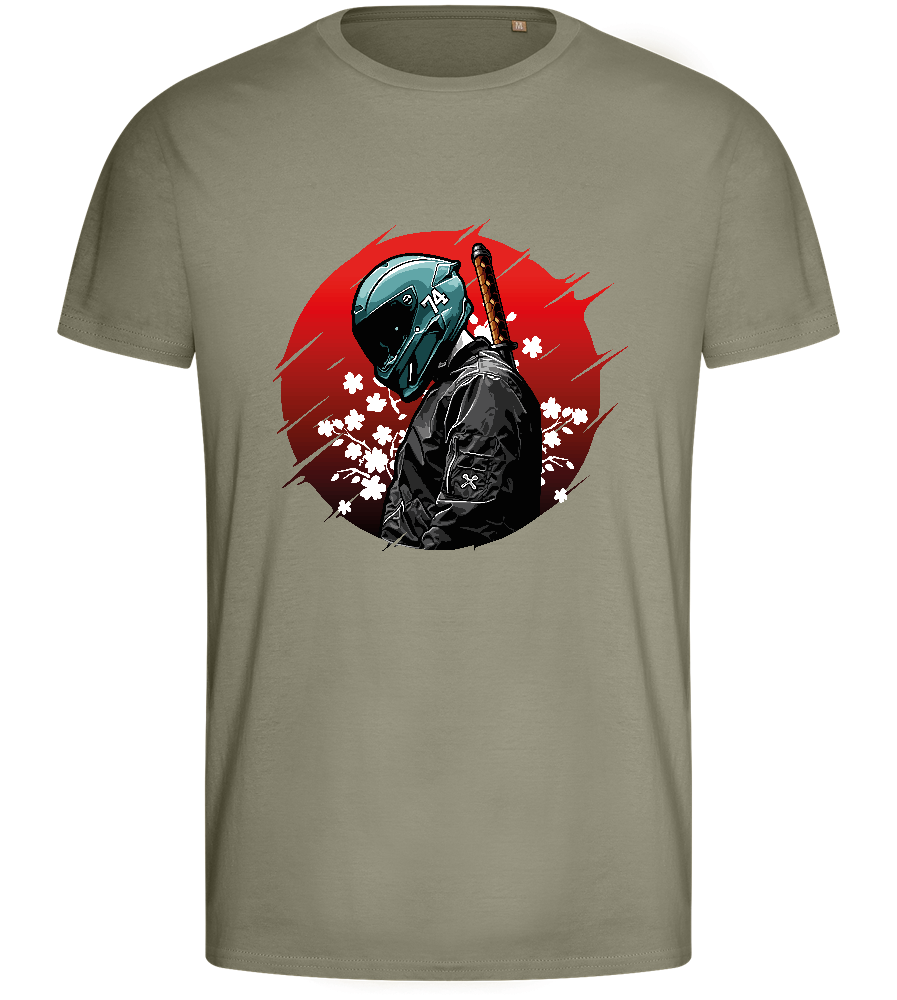 Red Samurai Design - Basic men's fitted t-shirt_KHAKI_front