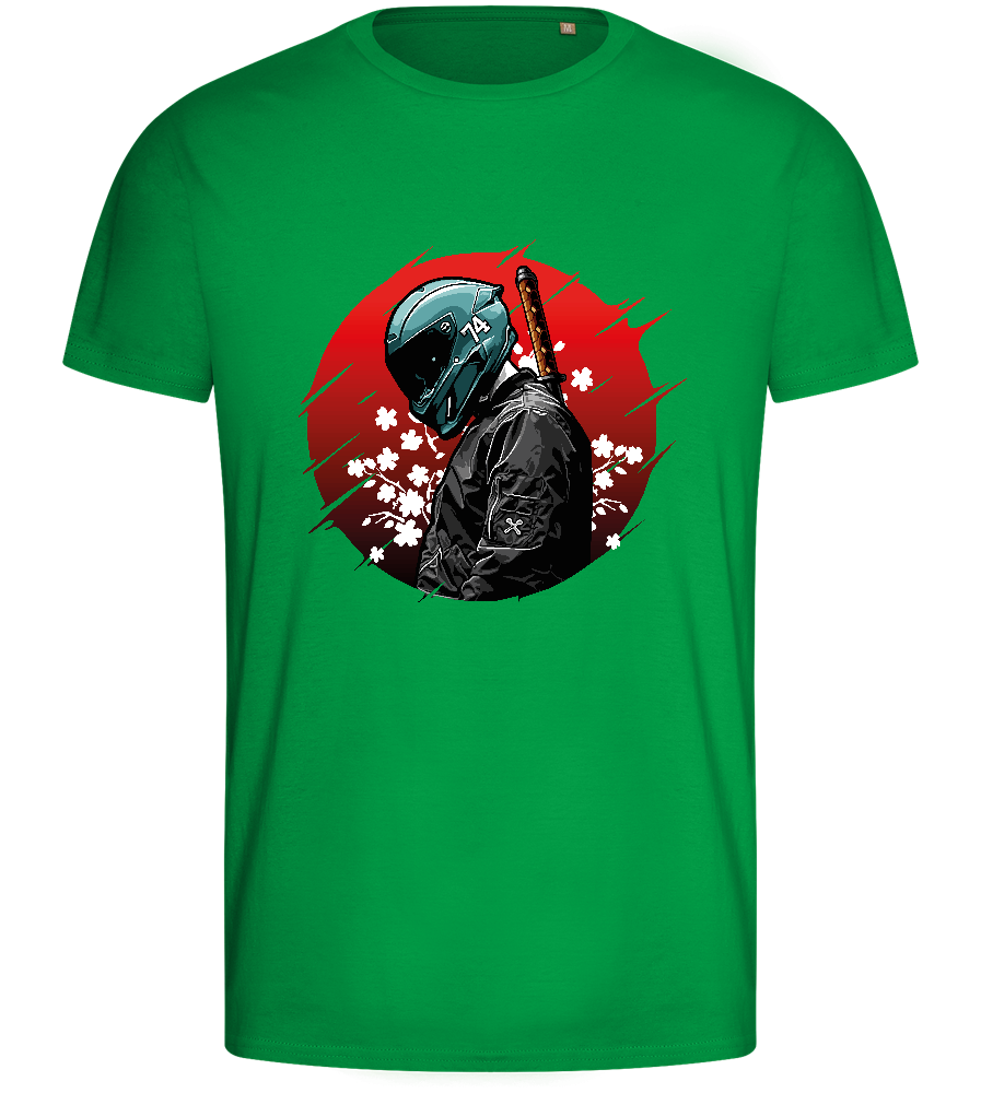 Red Samurai Design - Basic men's fitted t-shirt_MEADOW GREEN_front