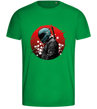 Red Samurai Design - Basic men's fitted t-shirt_MEADOW GREEN_front