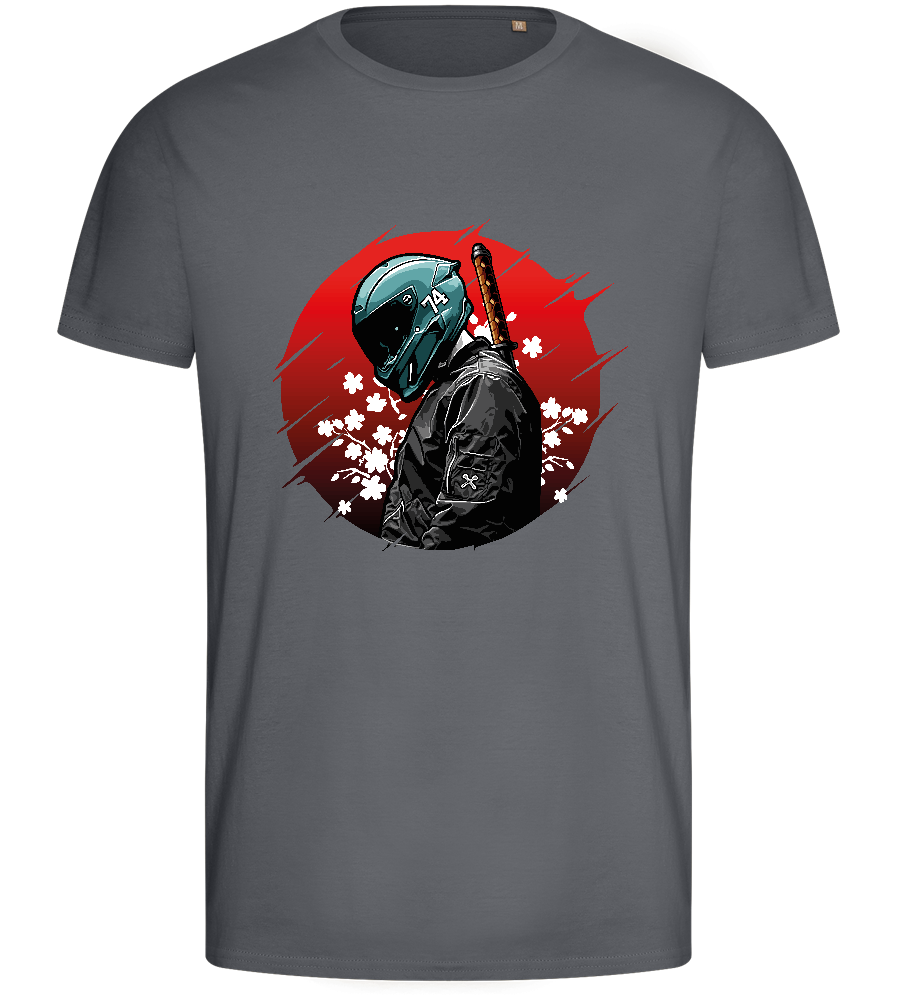 Red Samurai Design - Basic men's fitted t-shirt_MOUSE GREY_front