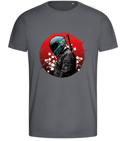 Red Samurai Design - Basic men's fitted t-shirt_MOUSE GREY_front