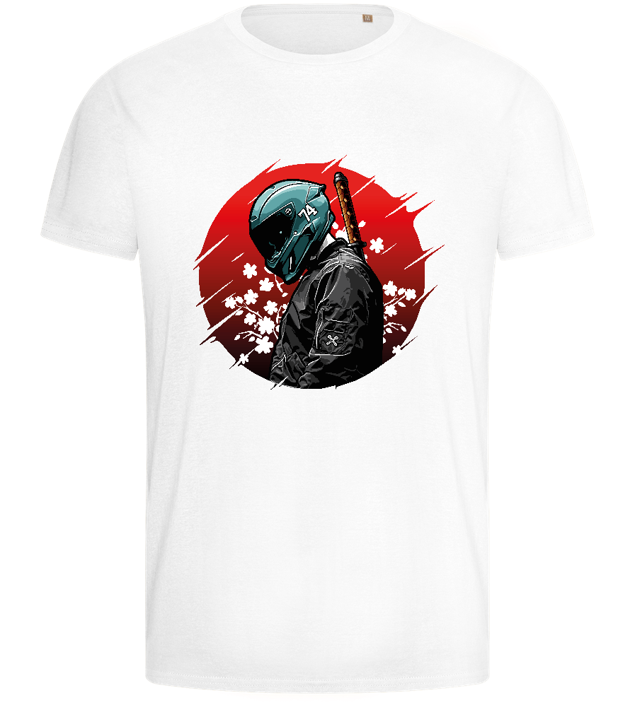 Red Samurai Design - Basic men's fitted t-shirt_WHITE_front