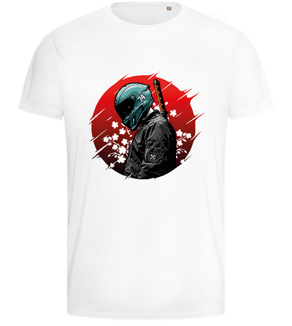 Red Samurai Design - Basic men's fitted t-shirt_WHITE_front