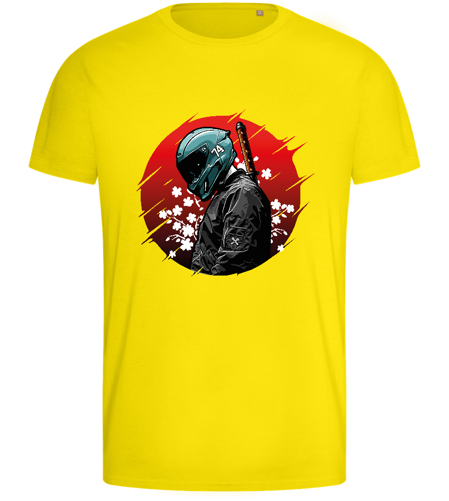 Red Samurai Design - Basic men's fitted t-shirt_YELLOW_front