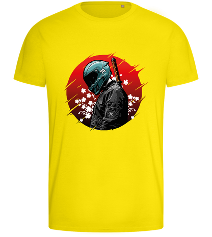 Red Samurai Design - Basic men's fitted t-shirt_YELLOW_front