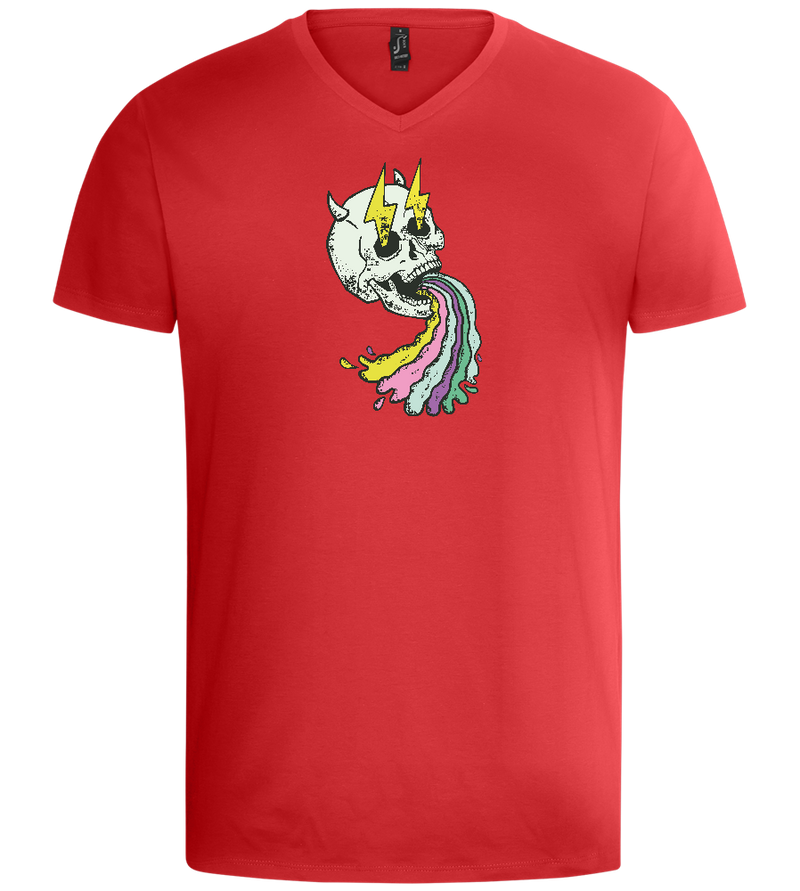 Rainbow Skull Design - Basic men's v-neck t-shirt_RED_front