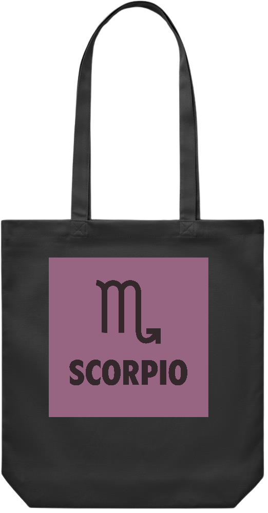 Zodiac Scorpio Design - Premium Canvas colored cotton shopping bag_BLACK_front