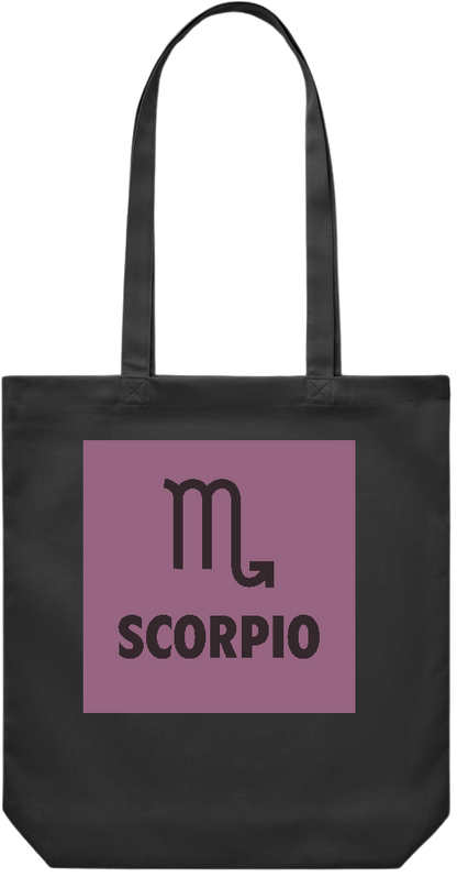 Zodiac Scorpio Design - Premium Canvas colored cotton shopping bag_BLACK_front