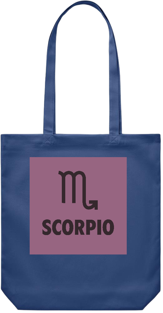 Zodiac Scorpio Design - Premium Canvas colored cotton shopping bag_BLUE_front