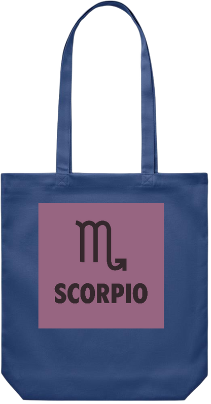 Zodiac Scorpio Design - Premium Canvas colored cotton shopping bag_BLUE_front