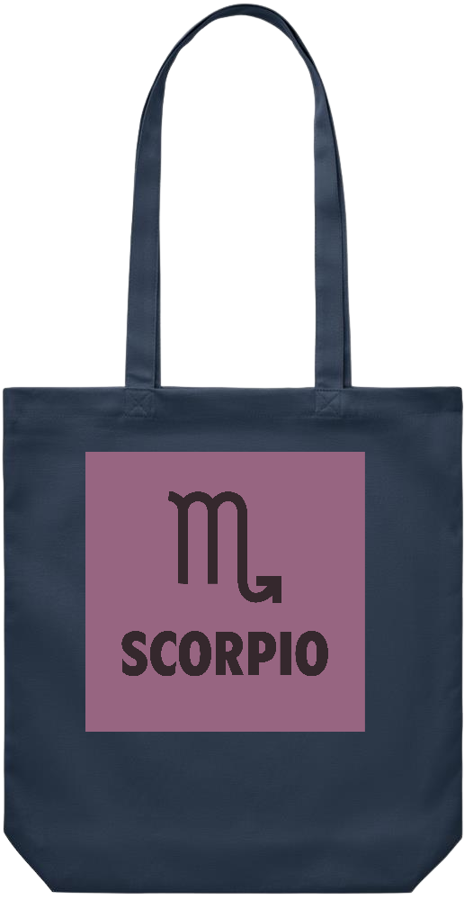 Zodiac Scorpio Design - Premium Canvas colored cotton shopping bag_FRENCH NAVY_front