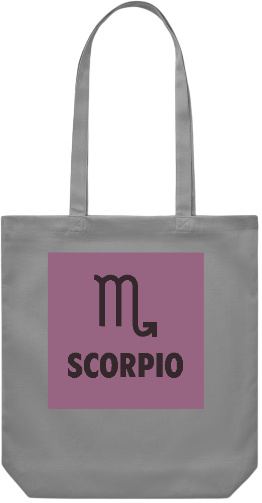 Zodiac Scorpio Design - Premium Canvas colored cotton shopping bag_GREY_front