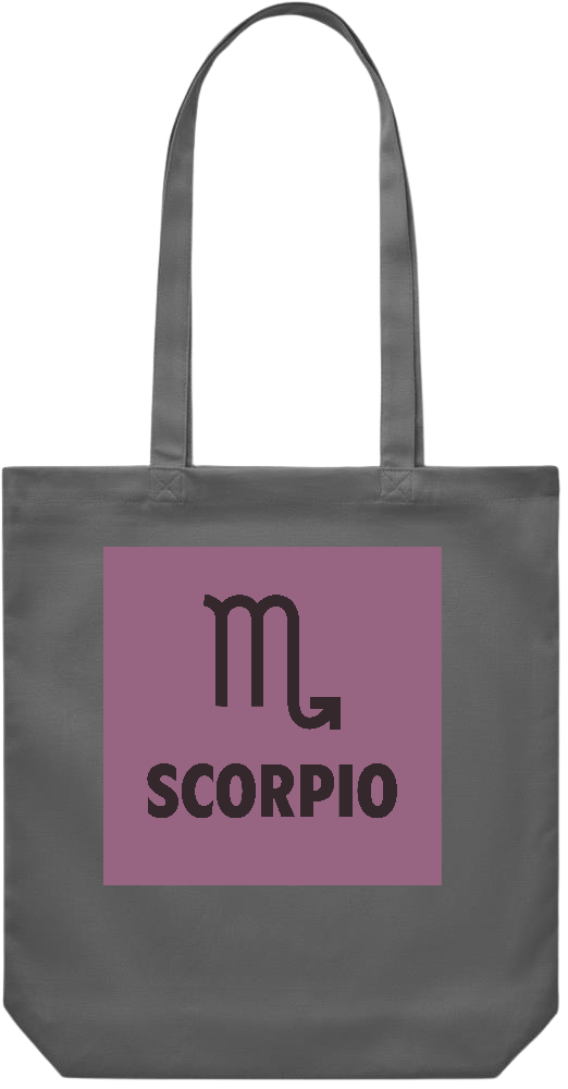 Zodiac Scorpio Design - Premium Canvas colored cotton shopping bag_STONE GREY_front