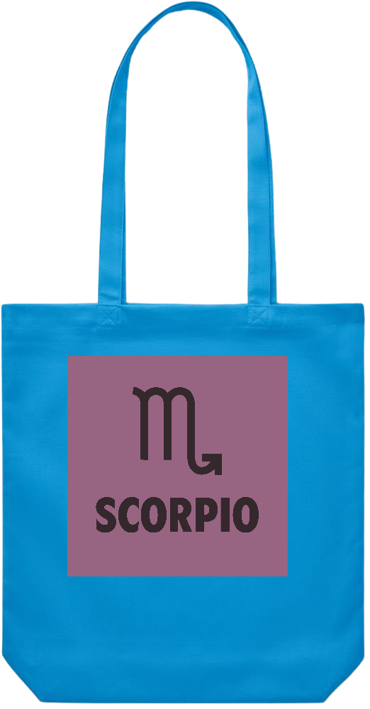 Zodiac Scorpio Design - Premium Canvas colored cotton shopping bag_TURQUOISE_front