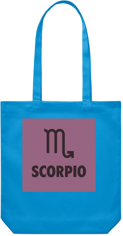 Zodiac Scorpio Design - Premium Canvas colored cotton shopping bag_TURQUOISE_front