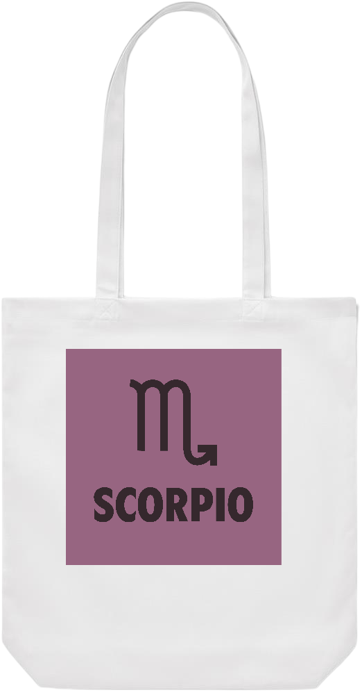 Zodiac Scorpio Design - Premium Canvas colored cotton shopping bag_WHITE_front