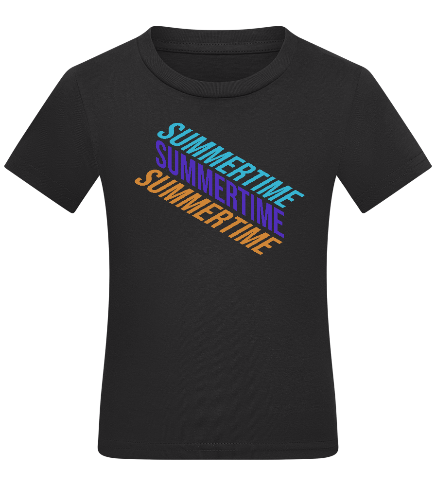 Summertime Text Design - Comfort kids fitted t-shirt_DEEP BLACK_front