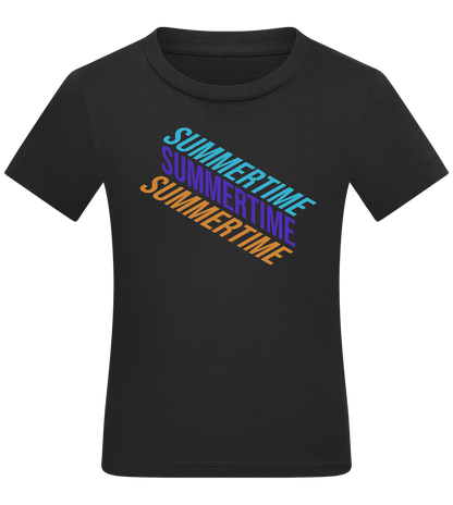 Summertime Text Design - Comfort kids fitted t-shirt_DEEP BLACK_front