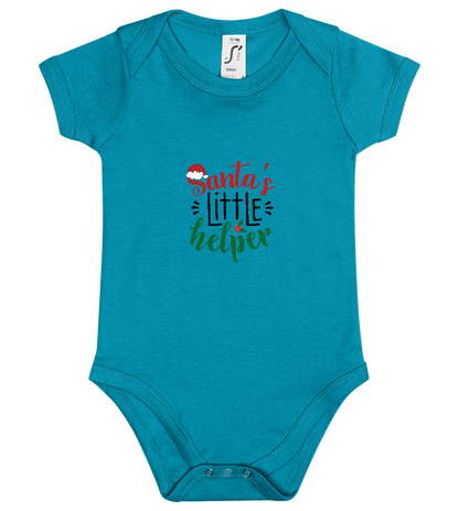 Santa's Little Helper Quote Design - Baby bodysuit_TURQUOISE_front