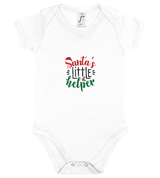 Santa's Little Helper Quote Design - Baby bodysuit_WHITE_front