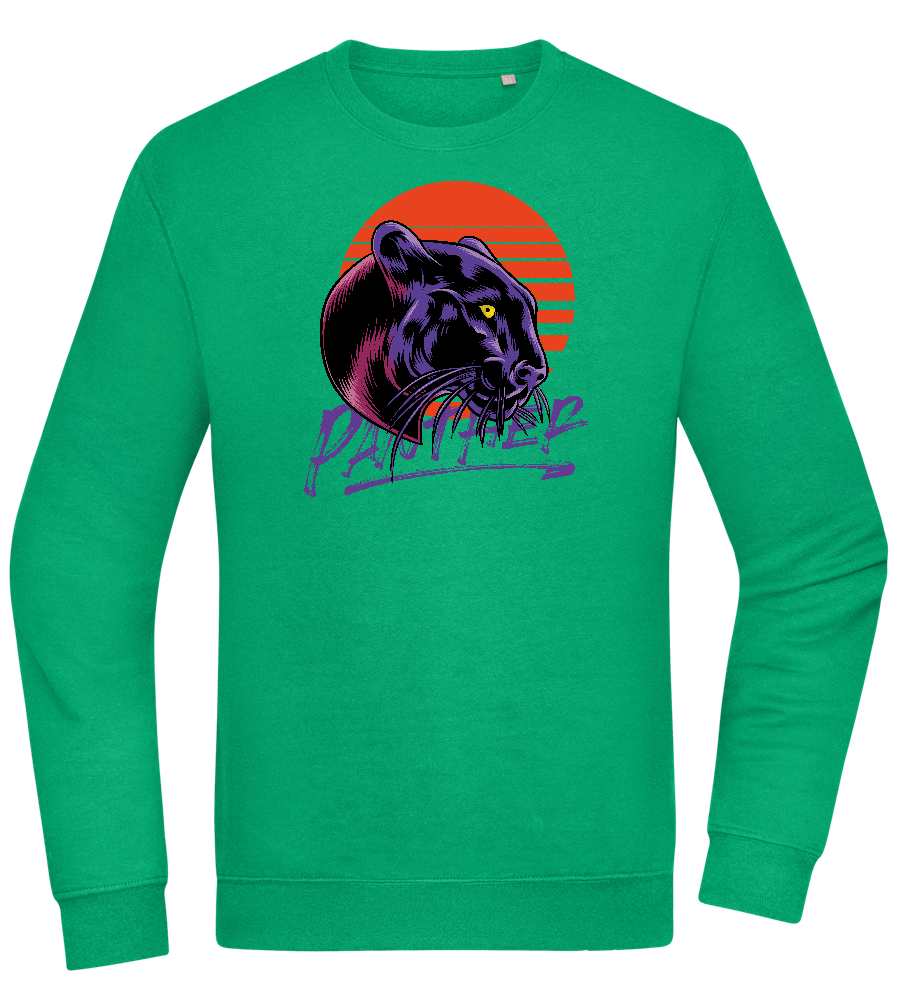 Retro Panther Design - Comfort Essential Unisex Sweater_MEADOW GREEN_front