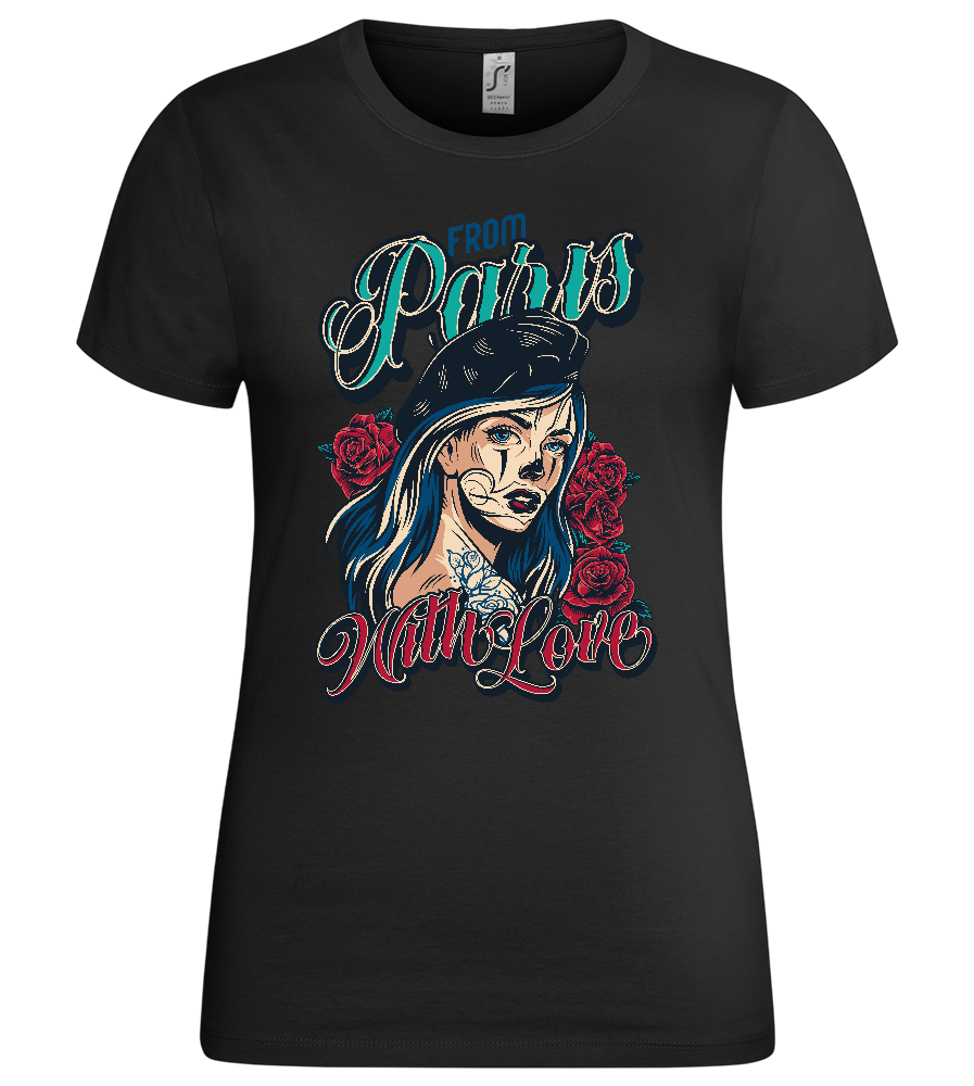 Romance in Paris Design - Premium women's t-shirt_DEEP BLACK_front