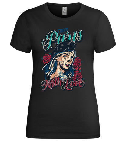 Romance in Paris Design - Premium women's t-shirt_DEEP BLACK_front