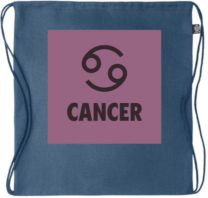 Zodiac Cancer Design - Premium hemp drawstring bag_BLUE_front