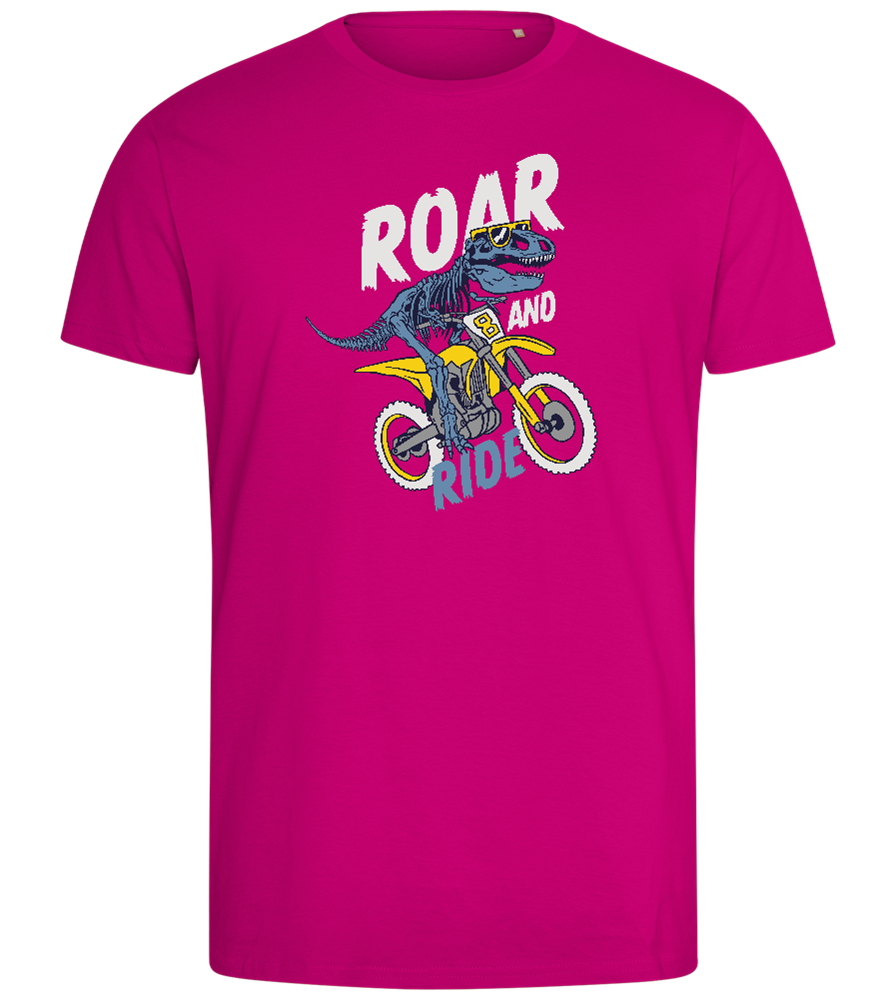 Dino Biker Design - Comfort men's fitted t-shirt_FUCHSIA_front