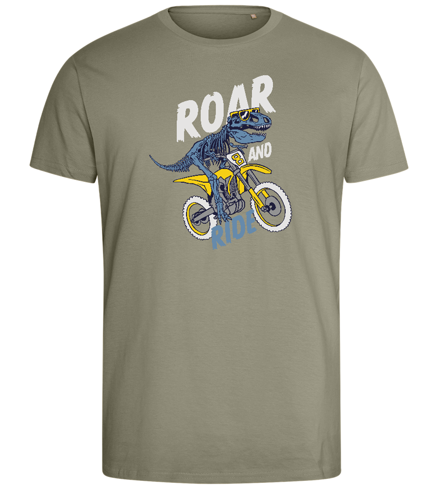 Dino Biker Design - Comfort men's fitted t-shirt_KHAKI_front