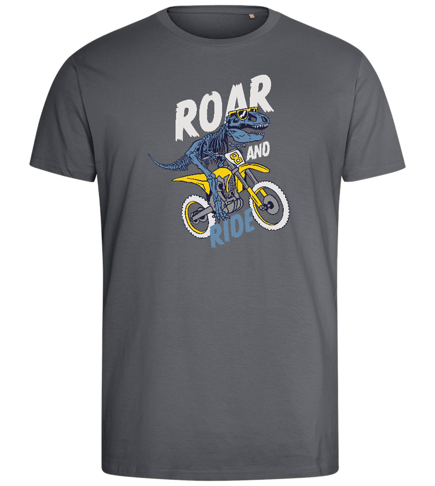 Dino Biker Design - Comfort men's fitted t-shirt_MOUSE GREY_front