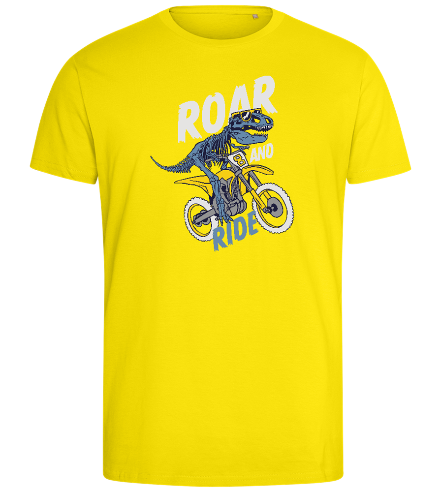 Dino Biker Design - Comfort men's fitted t-shirt_YELLOW_front