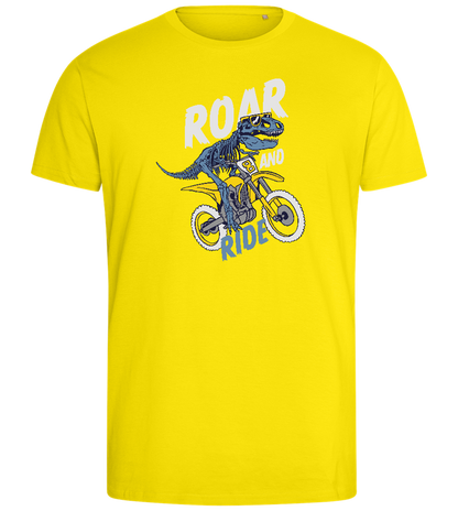 Dino Biker Design - Comfort men's fitted t-shirt_YELLOW_front