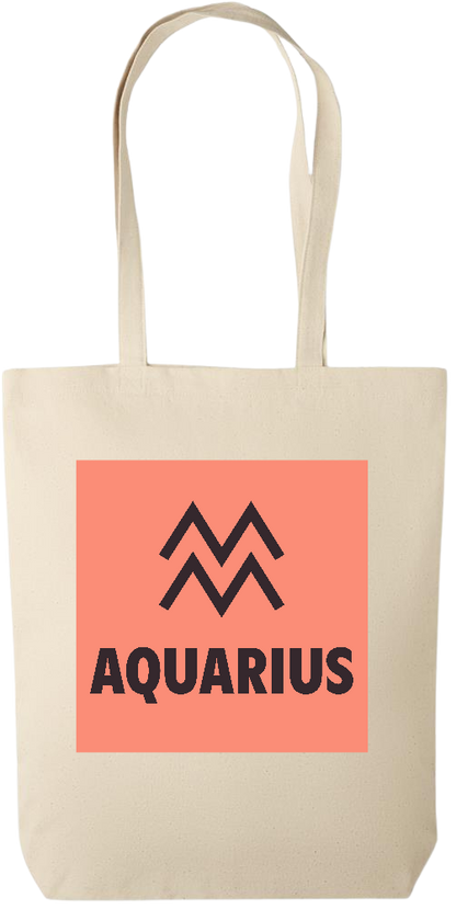 Zodiac Aquarius Design - Premium canvas cotton tote bag_BEIGE_front