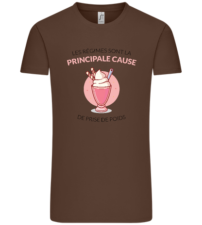 Cause For Weight Gain Design - Premium men's t-shirt_CHOCOLATE_front