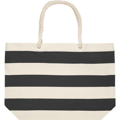 Striped Cotton Beach Bag_BLACK_front