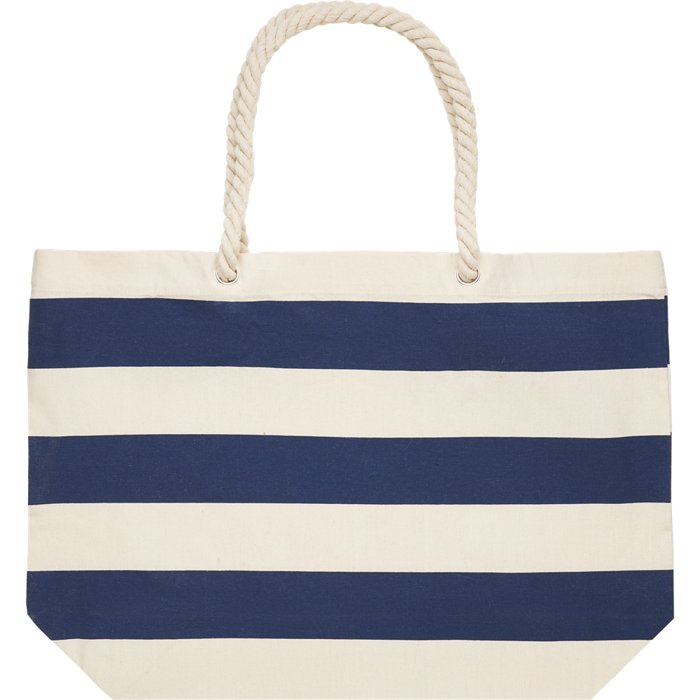 Striped Cotton Beach Bag_BLUE_front
