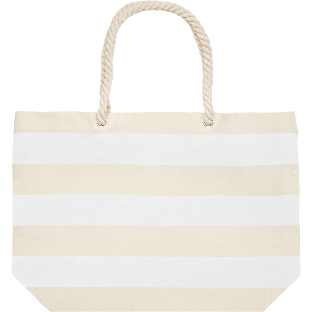 Striped Cotton Beach Bag_WHITE_front
