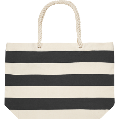 Striped Cotton Beach Bag_BLACK_back