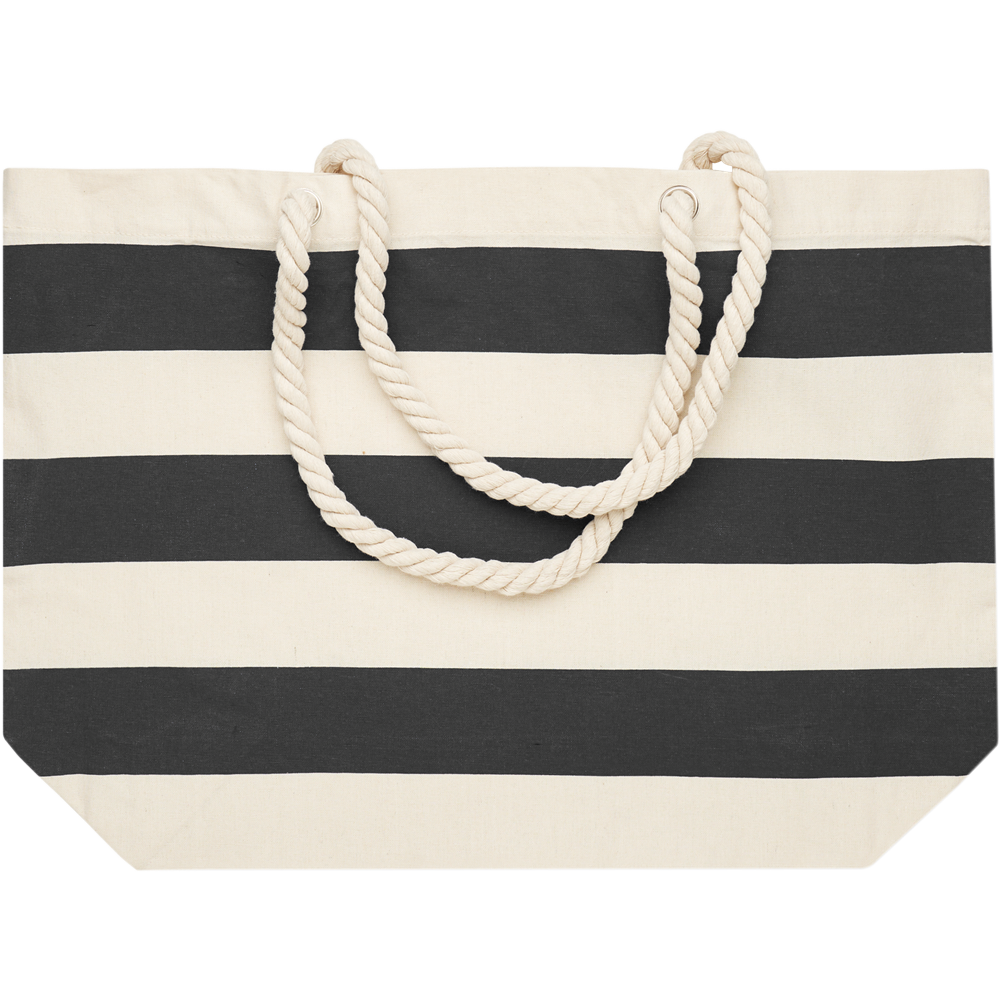 Striped Cotton Beach Bag_BLACK_DETAILEDIMAGE_front_2