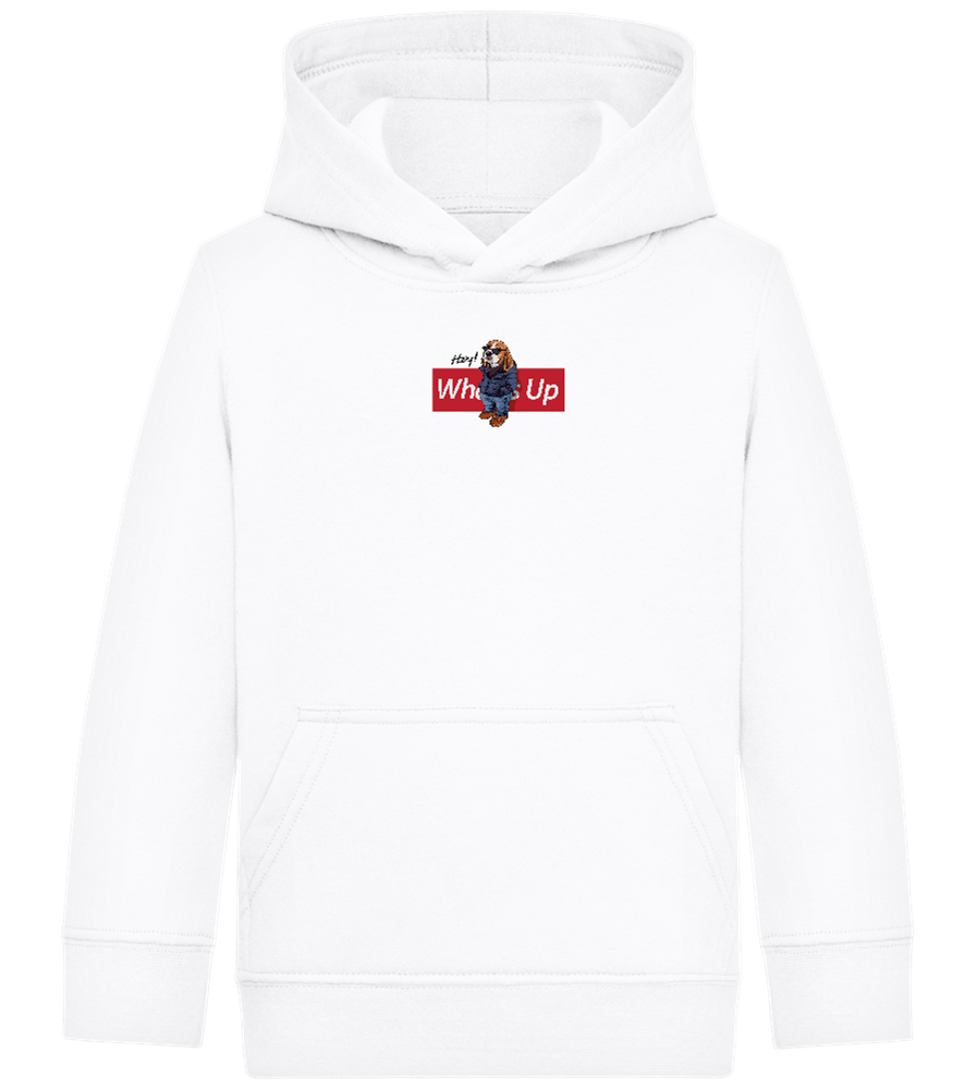 What's Up Dog Design - Comfort Kids Hoodie_WHITE_front