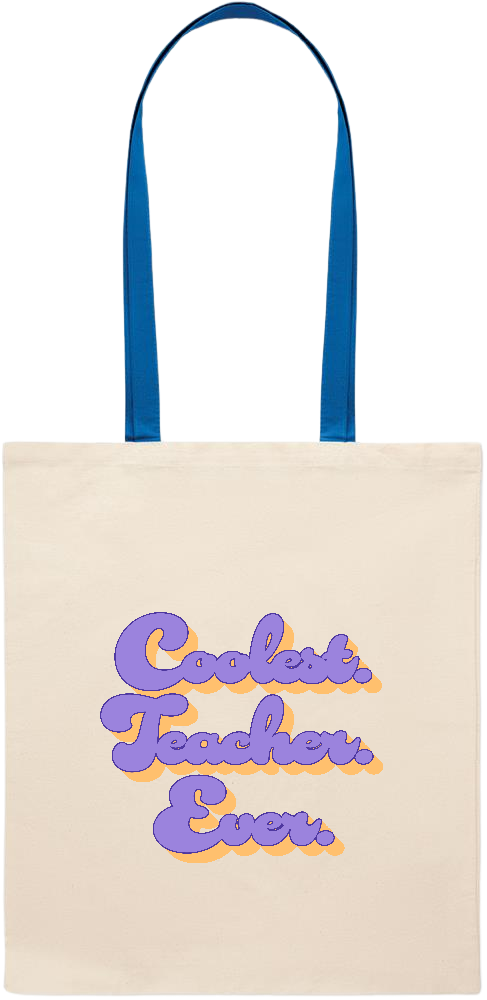 Coolest Teacher Ever Design - Essential colored handle tote bag_ROYAL BLUE_front