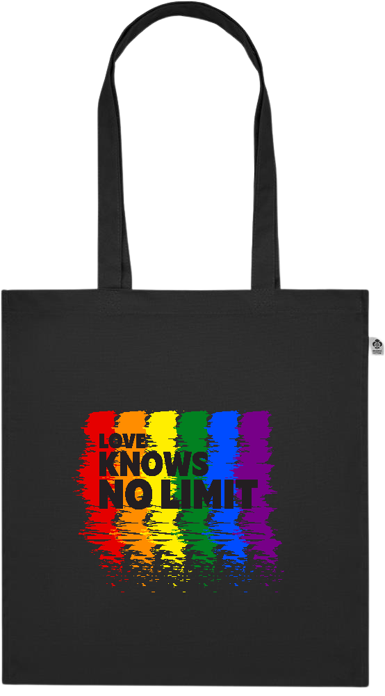 Love Knows No Limits Design - Premium colored organic cotton tote bag_BLACK_front