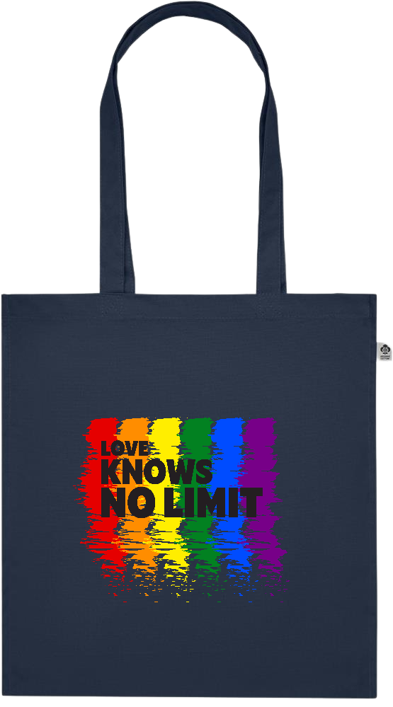 Love Knows No Limits Design - Premium colored organic cotton tote bag_FRENCH NAVY_front